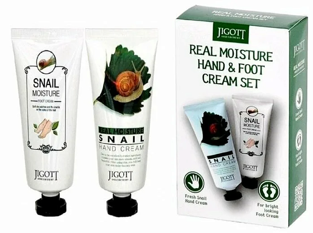 Набор кремов для кожи рук и ног с улиткой JIGOTT SNAIL REAL MOISTURE